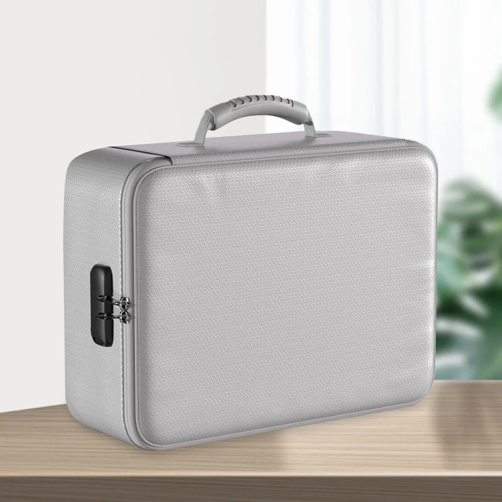 

Fireproof Document Organizer with Lock Document Box Safe Storage Box (Silver)