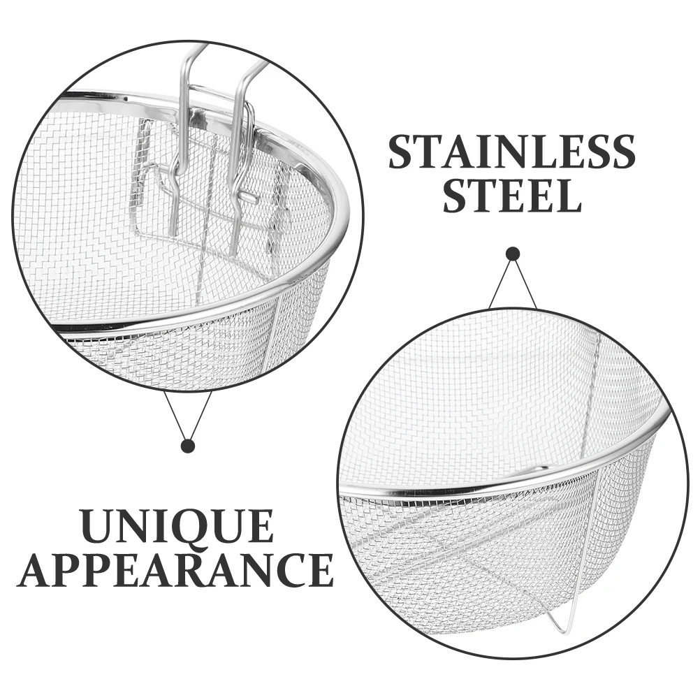

2pcs Stainless Steel Fry Basket Deep Frying Mesh Basket With Handle Frying Holder For Oil Hot Pot Cooking Serving