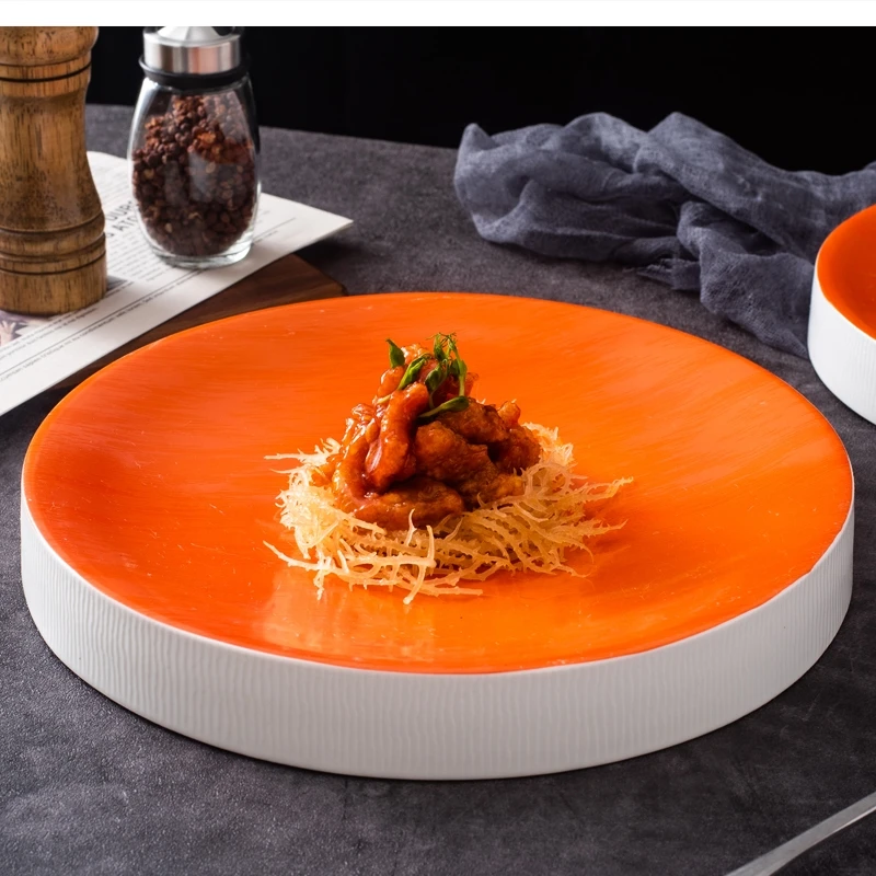 11-inch ceramic disc artistic conception dish serving tray hotel restaurant cold home tower kitchen tableware