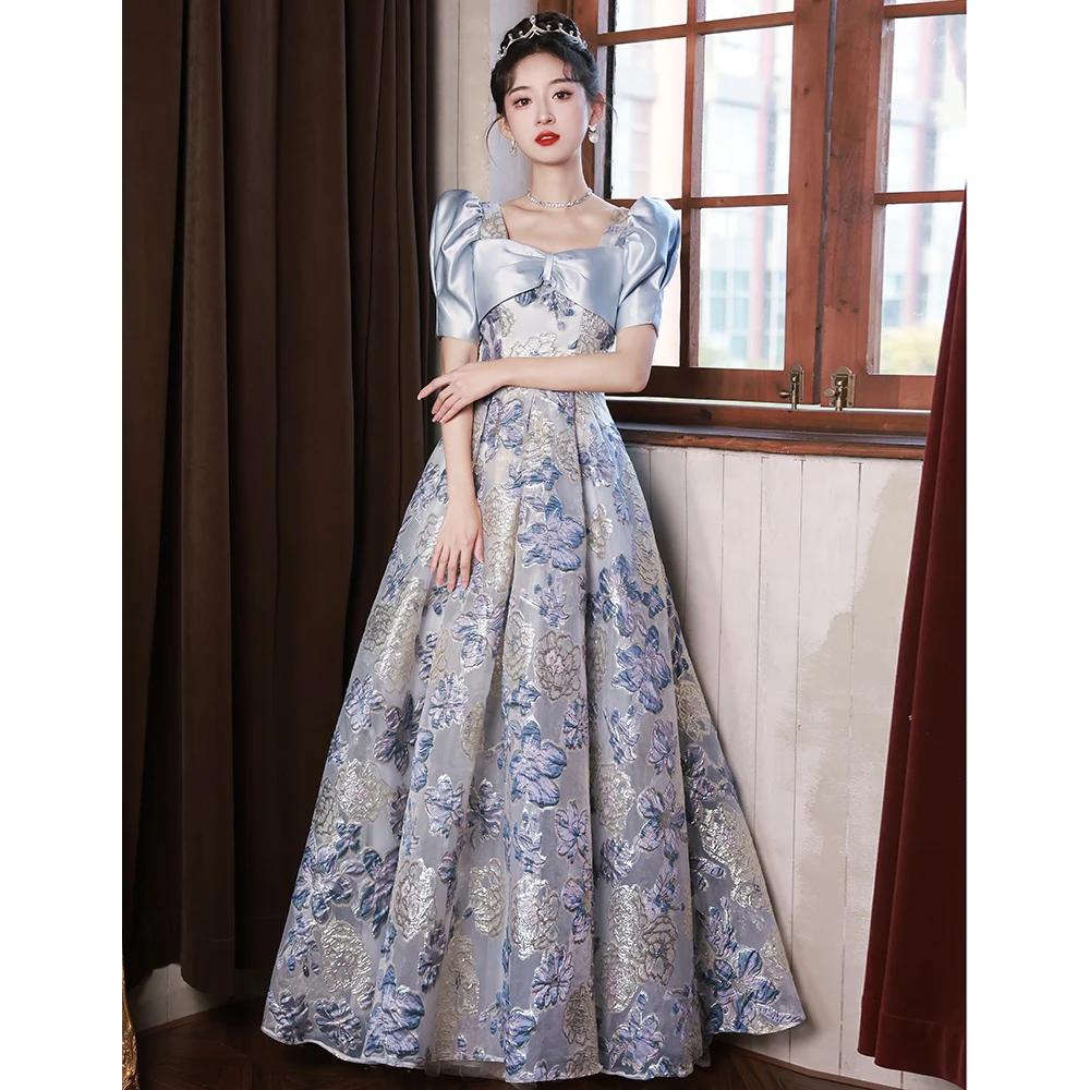 Flower Lace Evening Dresses For Wedding Party Elegant Square Neck Floor-Length Women Night Event Prom Gowns Long