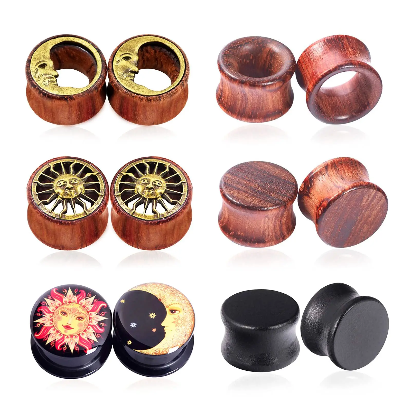 1 par de medidores de oreja, tapones para túneles de oreja acrílicos de madera, joyería para Piercing, ensanchadores para Piercing de oreja, tapones y túneles expansores de 8-20mm