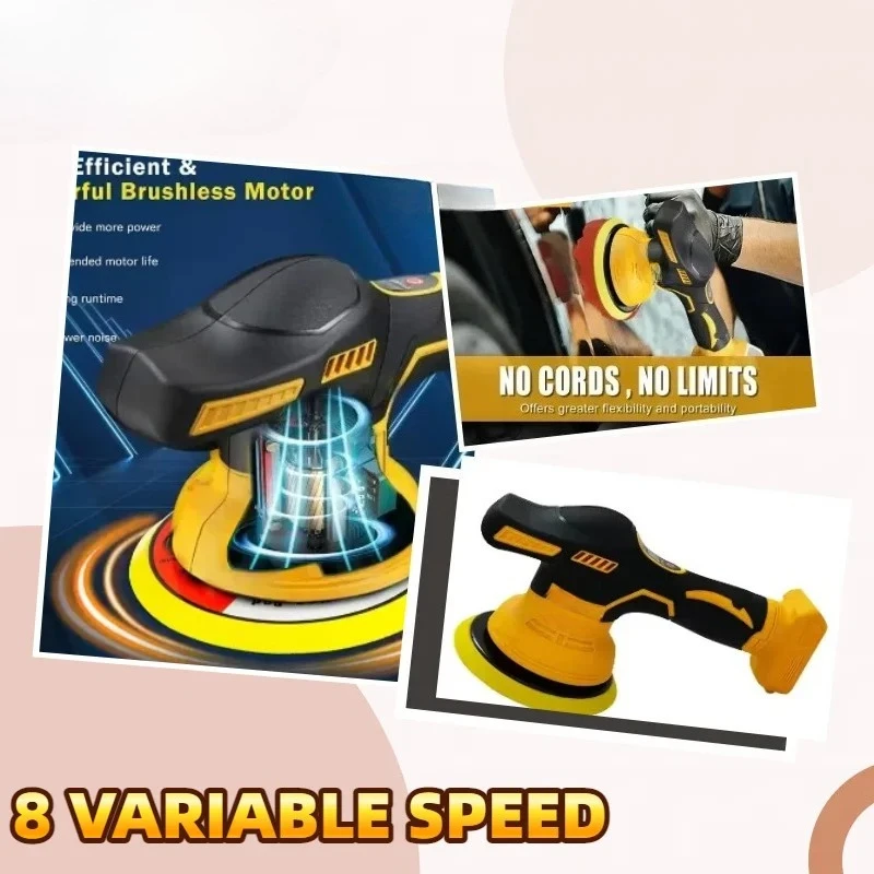 Machine de polissage et de cire de voiture sans fil, affichage numérique à 8 vitesses, polisseuse électrique, outils électriques automobiles pour batterie Dewalt 20V