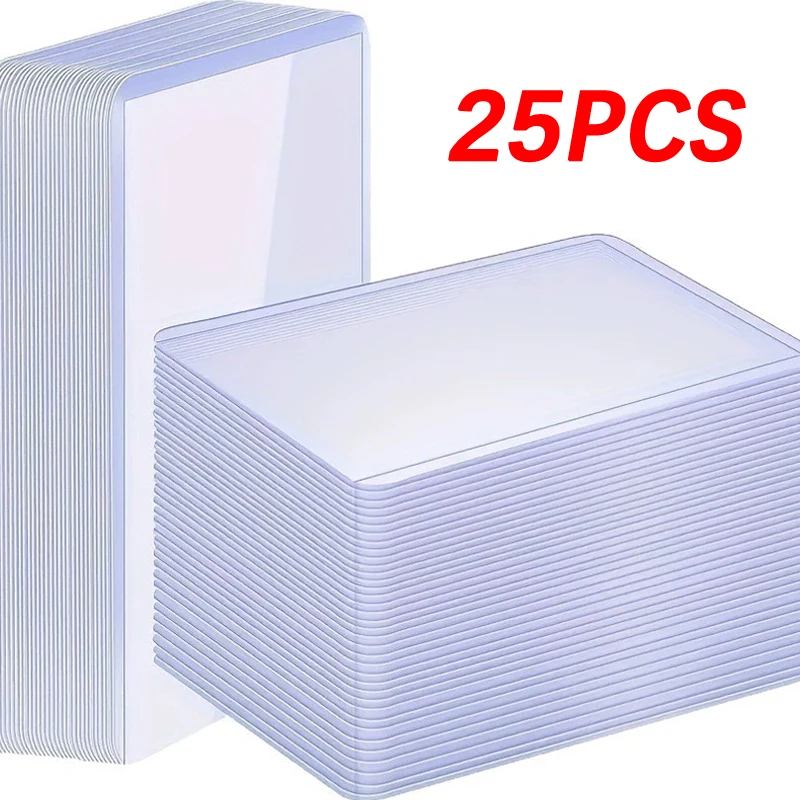 25Pcs Transparent PVC Card Sleeves with Protective Film Clear Card Holder Hard Plastic Card Sleeves Idol Photo Game Card Covers