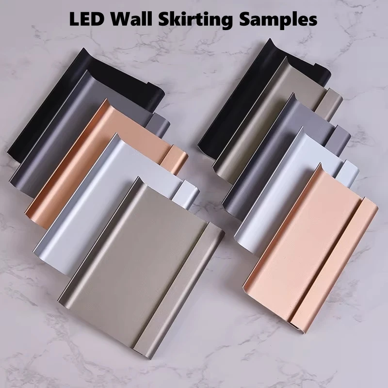 LED Wall Skirting Line Samples H40/60/80mm Various Metal Floor Baseboard Aluminium Profile Linear Decor Strip Light Samples