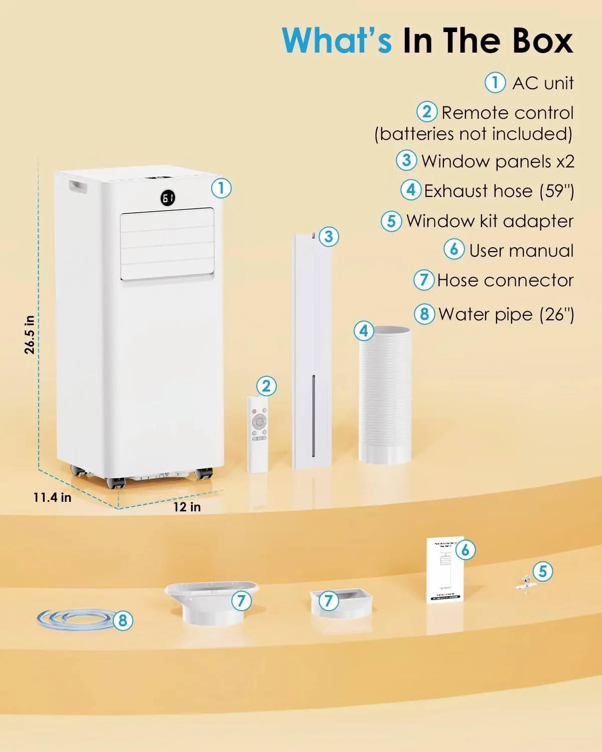 Portable Air Conditioners 8,000 BTU, Quiet Air Conditioner Unit with WiFi/App Control, Dry, Fan, Cool, Sleep Modes 4-IN-1 AC Uni