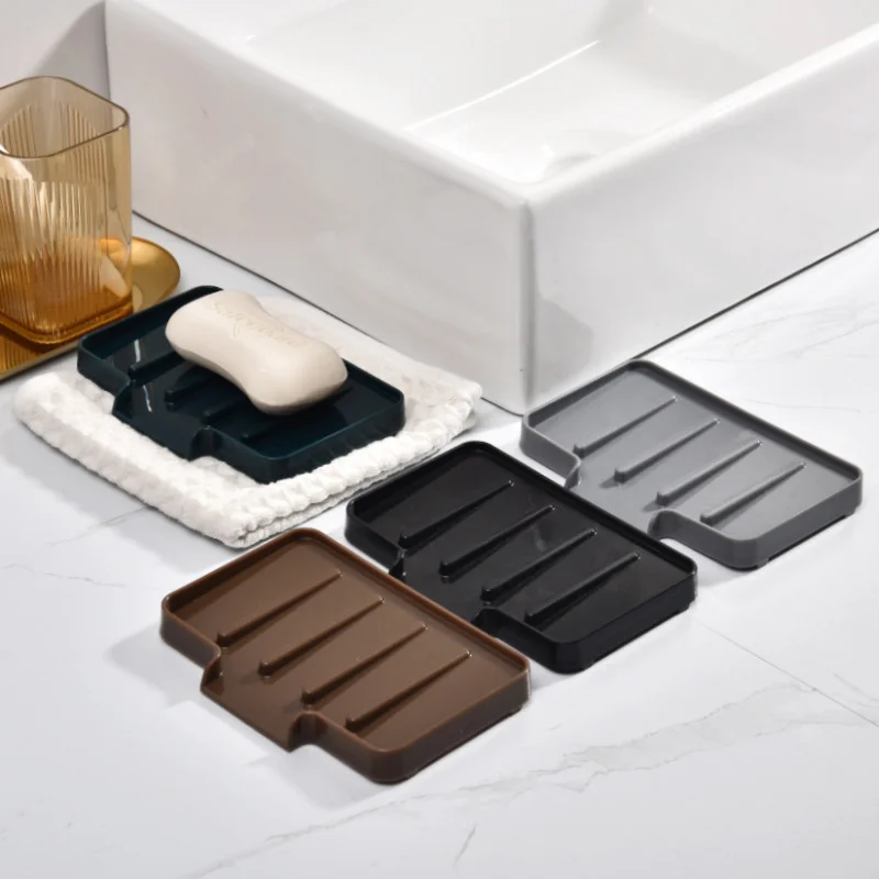 

1Pc Silicone Soap Dish Drain Soap Tray Countertop Sink Scrubber Brush Soap Storage Rack Kitchen Organizer Bathroom Accessories