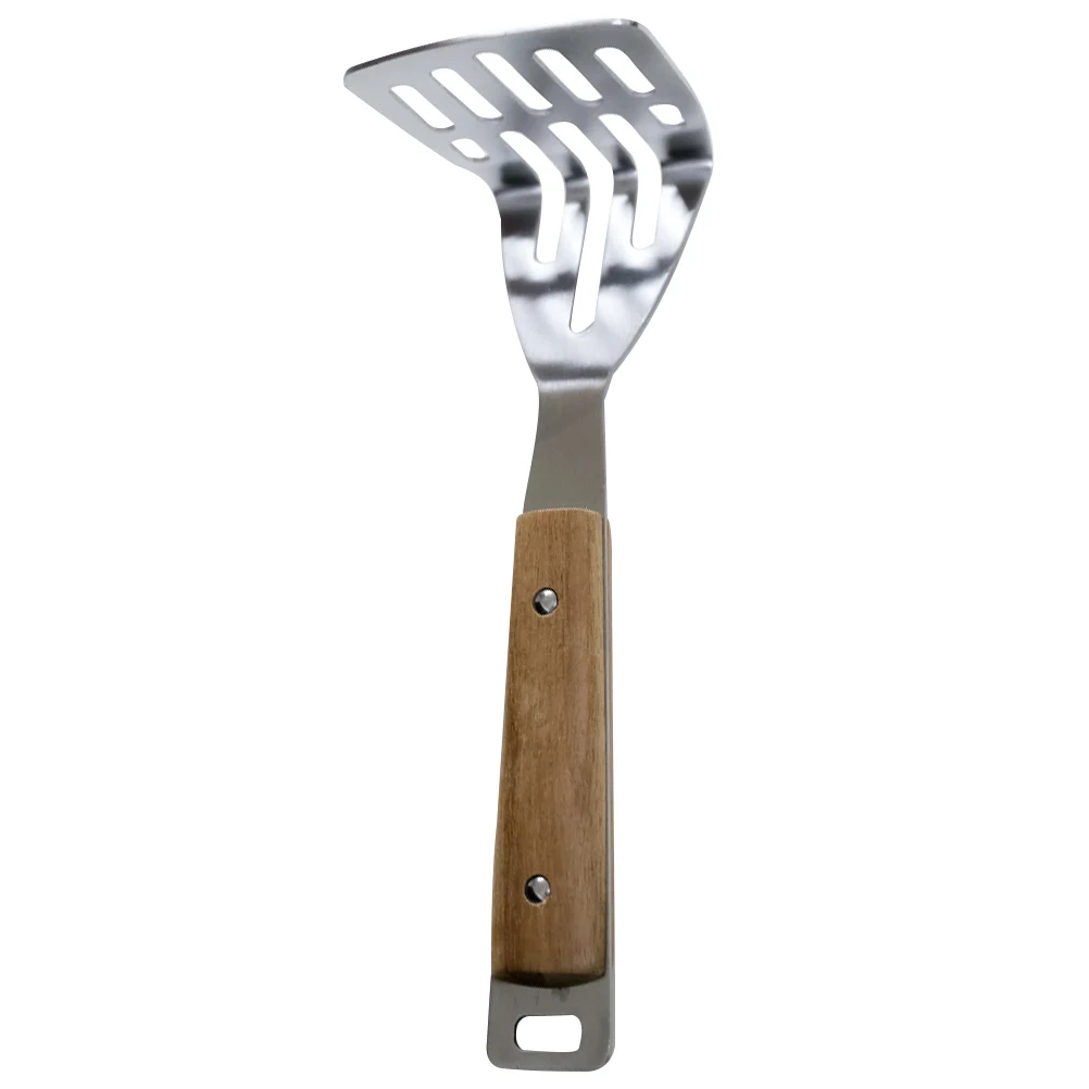 

Stainless Steel Potato Presser Wooden Handle Long Anti-Scald Manual Garlic Squeezer Hollow Design Home Kitchen Cooking Tool