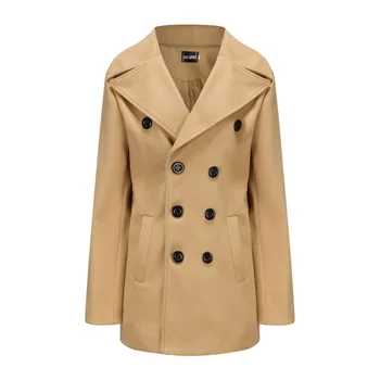 Men's Long Tweed Peacoat 6 New Mens Peacoat Long-sleeved Tweed Coat Autumn and Winter Fashion Solid Color Long Overcoats Large Size Male Jackets 6