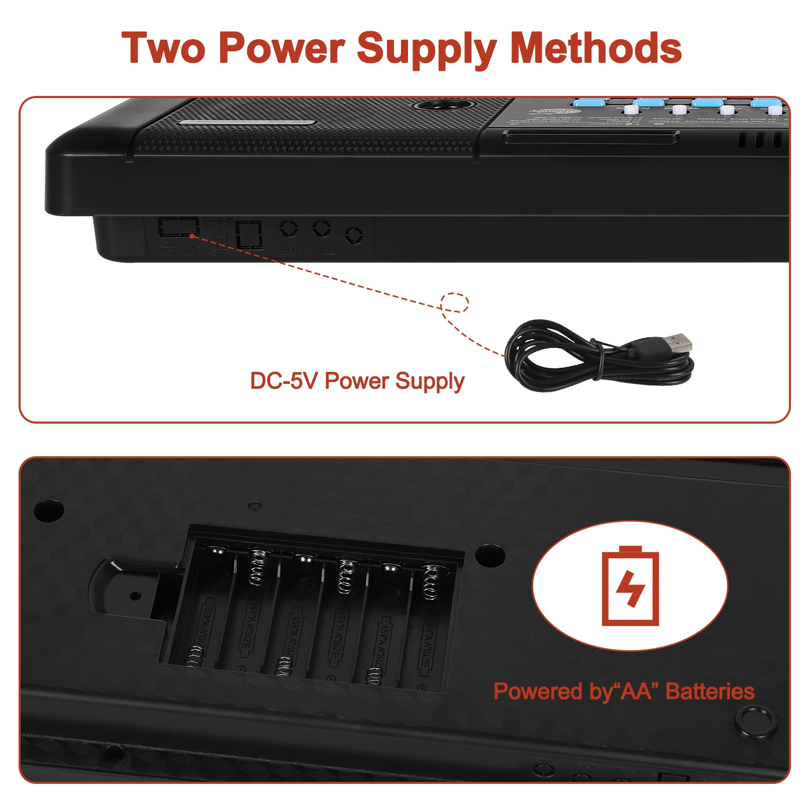 لوحة مفاتيح بيانو إلكترونية متعددة الوظائف مكونة من 61 مفتاحًا للأطفال، ميكروفون مدمج، أداة تعلم البيانو المحمولة للمبتدئين