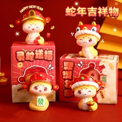 2025 New Year Cartoon Spirit Snake Giving Fortune Small Ornament Doll Office Decoration Car Ornament Snake Year Small Gift