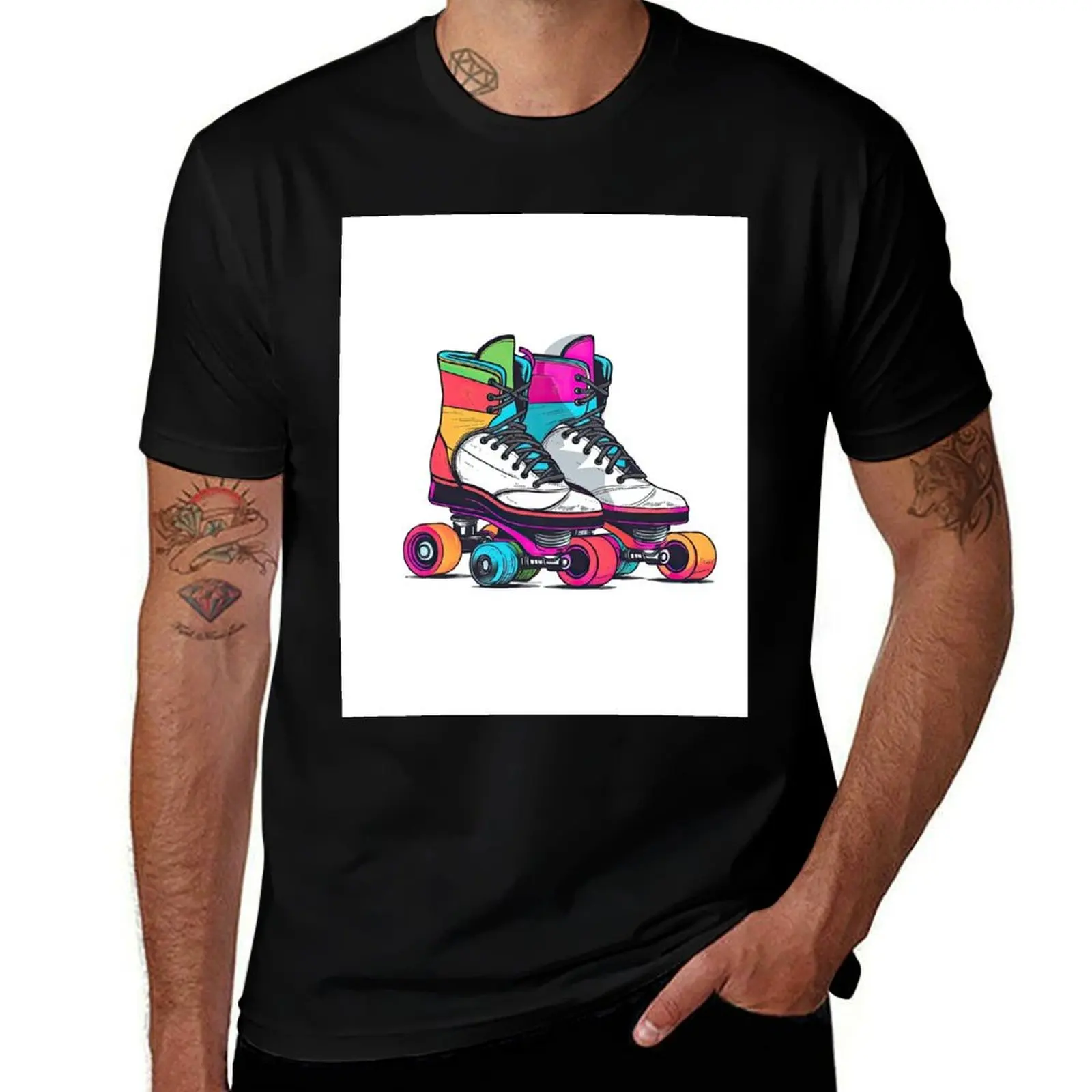 

T-Shirt Vibes 100% - Retro 80s Skates Skate t graphic man shirt cotton Rollers: Roller tshirt