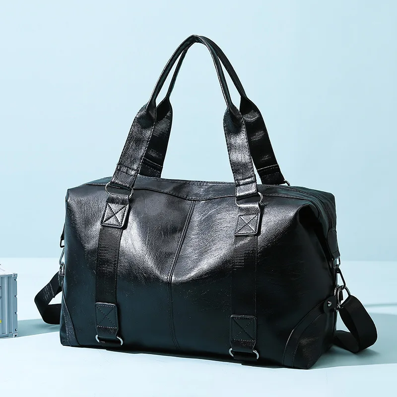 

Europe and the United States new fashion PU men's casual lightweight waterproof outdoor slung bag large luggage.