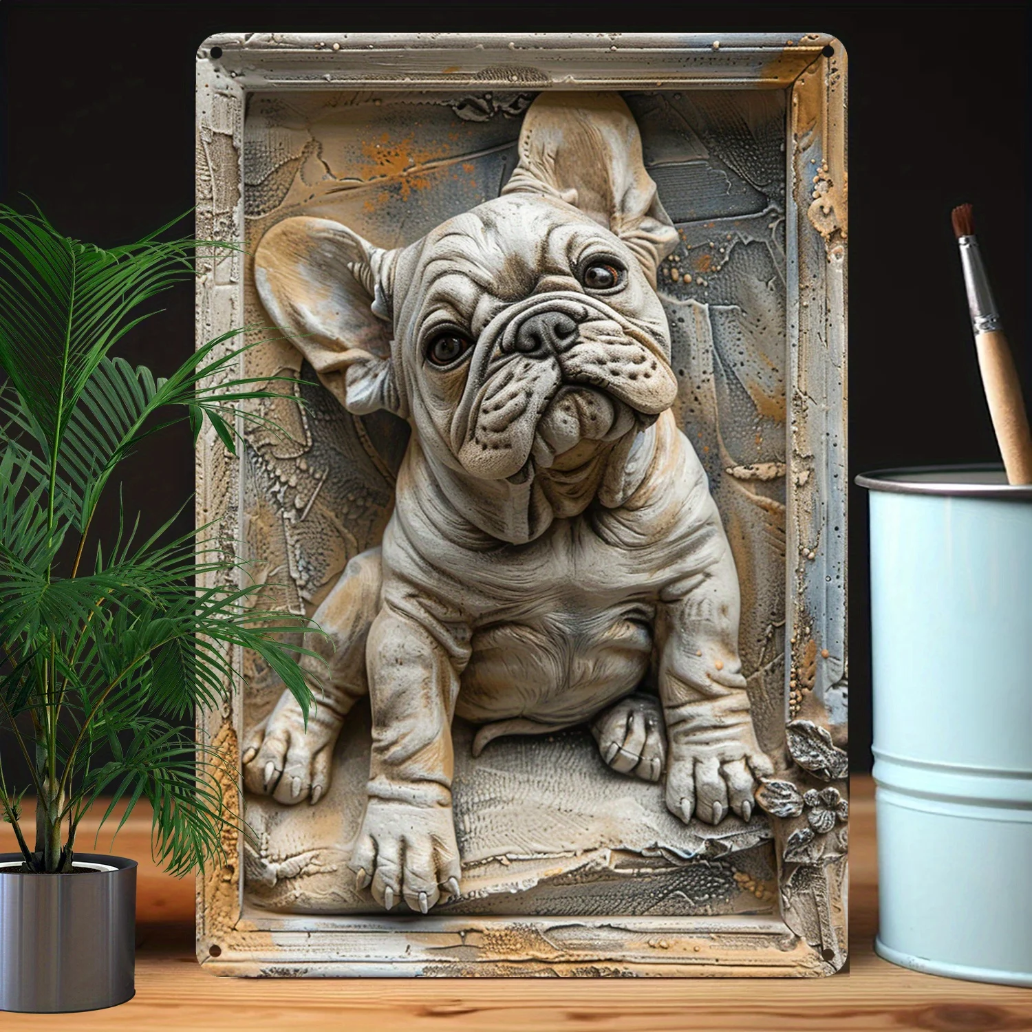 Bulldog Themed Decorative Metal Sign - Artwork for Home and Office Wall Decor, Durable High Bend Resistance, Unique Vintage Gift