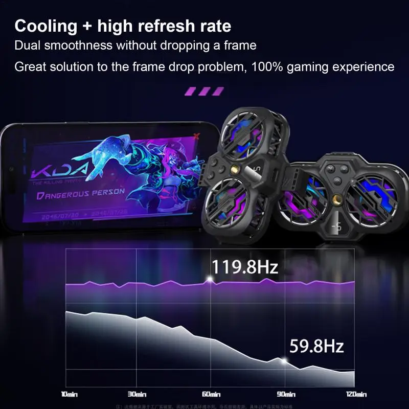 

Dual Cooling Fan Mobile Phone Cooler Adjustable Silent Cooling Radiator Cooling Radiator With RGB Lights For Smartphone