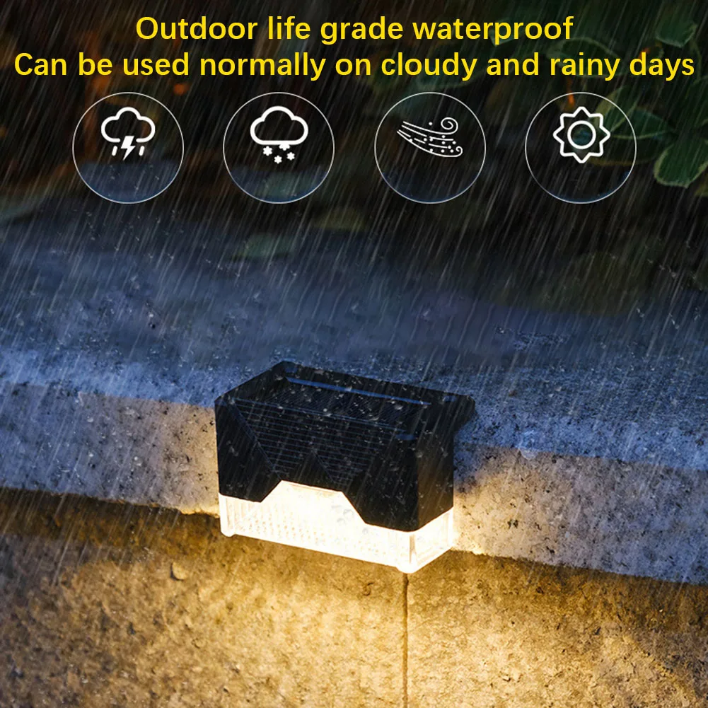 4pcs Solar Deck Lights IP65 Waterproof LED Solar Step Lights For Outdoor Pathway Yard Patio Railing Stairs
