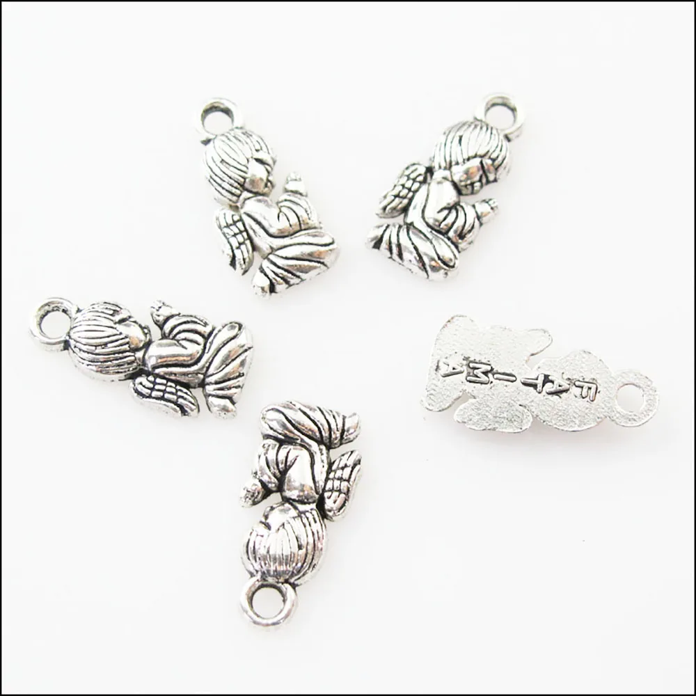 30 sztuk postarzane srebrne zawieszki z motywem skrzydeł anioła modlącego się 8x16mm — zdjęcie 5