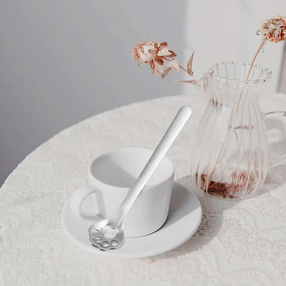 

4pcs Cat Claw Coffee Spoon Stainless Steel Sugar Spoon Multifunctional Stirring Spoons for Coffee Tea Dessert