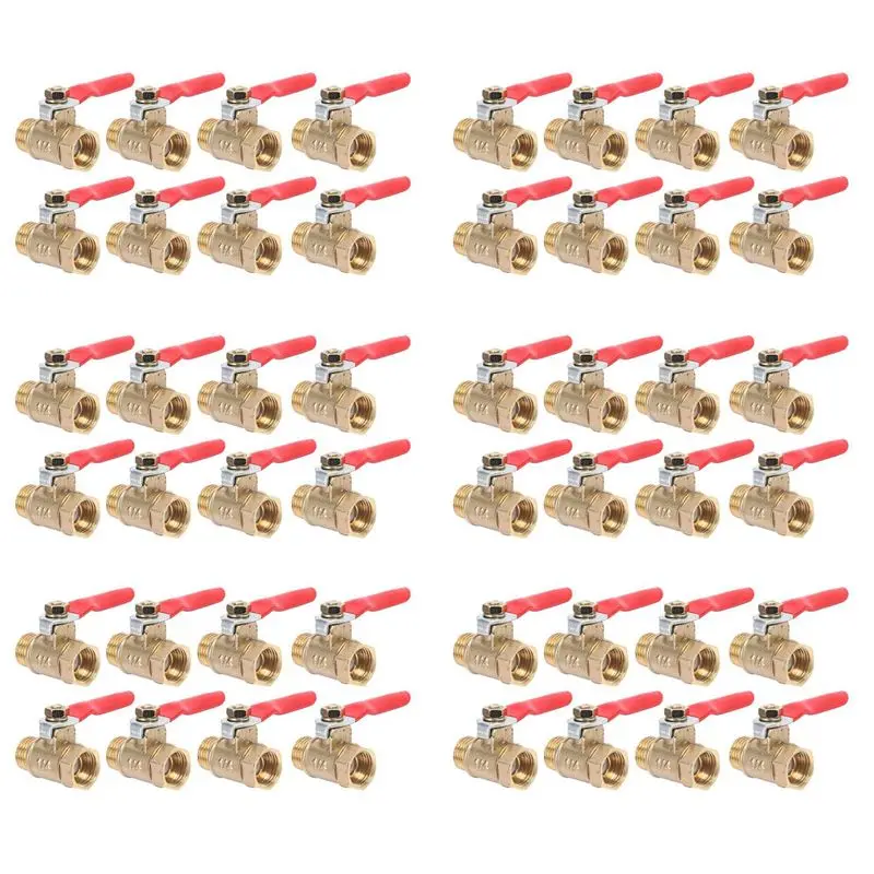 

A20F-48PCS 1/4 Inch Heavy Duty Brass Ball Valve Shut Off Switch Male And Female NPT Thread Pipe Fitting