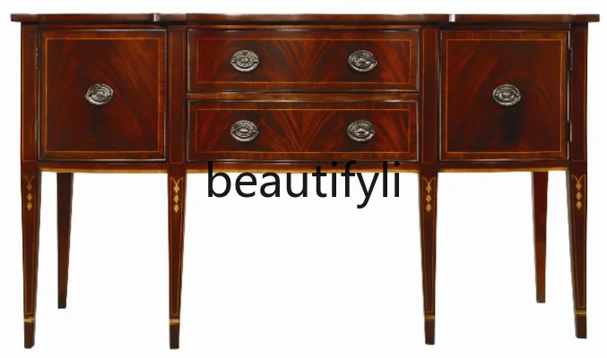 

American Country Style Solid Wood Sideboard Storage Cabinet Tea Wine Cabinet European Retro Entryway Cabinet