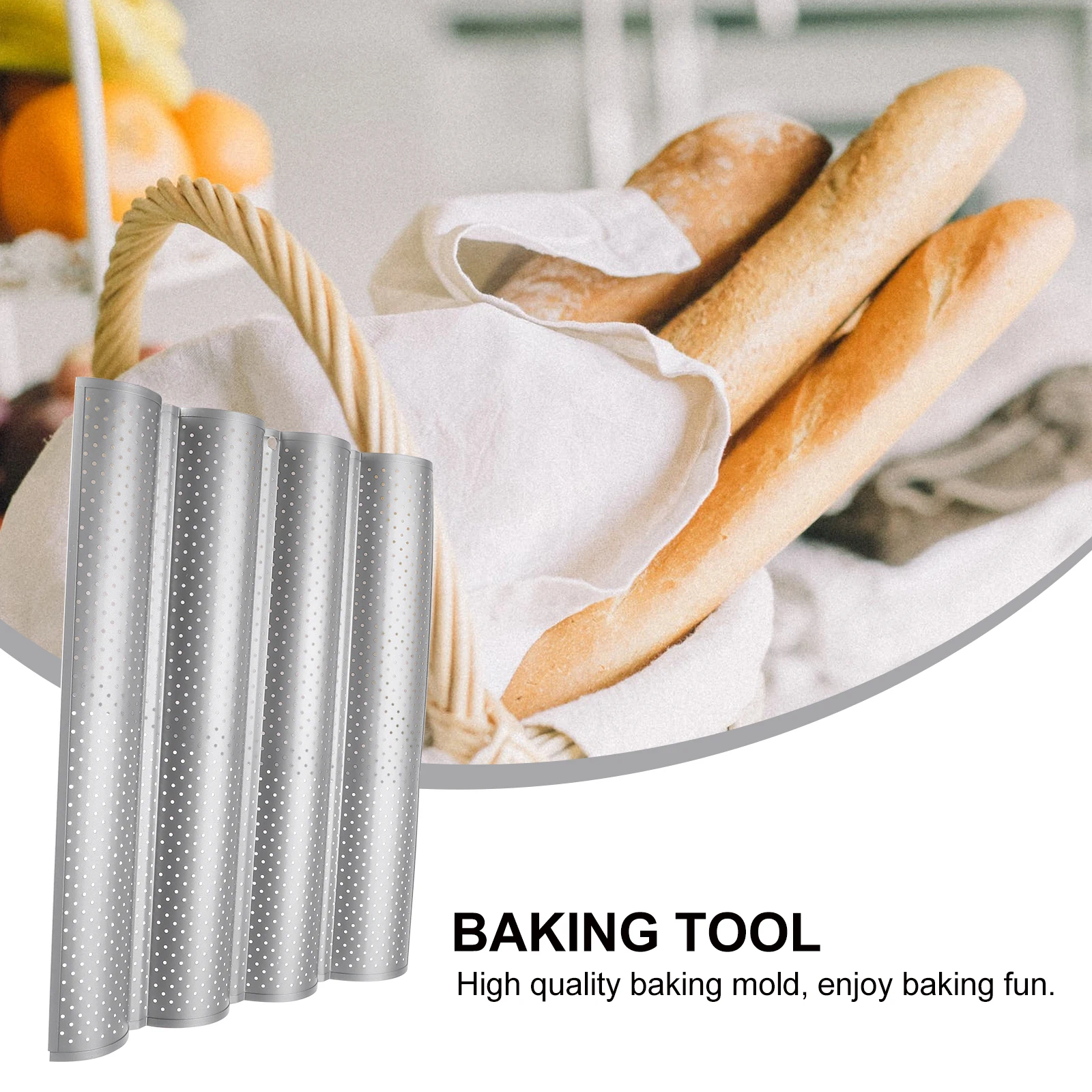 

Baking Mould Wave Stick Tray Silver Premium Material French Bread Pan Easy Clean Use Home Baking Design