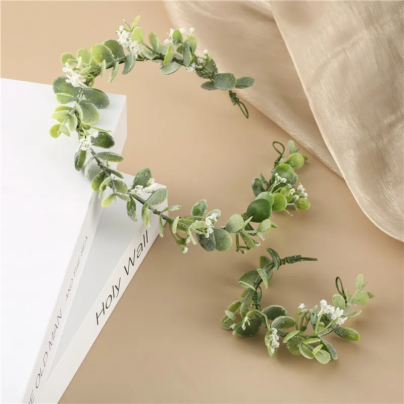 

New Artifical Greenary Flowers Marriage Accessories Wrist Corage Bridal Headwear Garland for Women Party