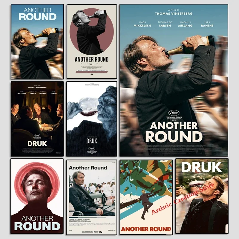Another Round Movie Poster Mads Mikkelsen Canvas Painting and HD Prints Picture for Modern Living Room Wall Aesthetic Room Decor