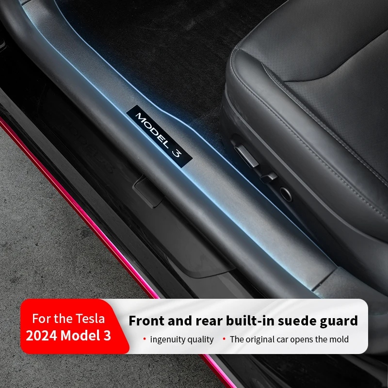 

Для Tesla Model 3 Highland 2024 Защита на пороги передней и задней двери Накладки из волокна ABS 4/8 шт. Набор защиты от ударов автомобильной педали