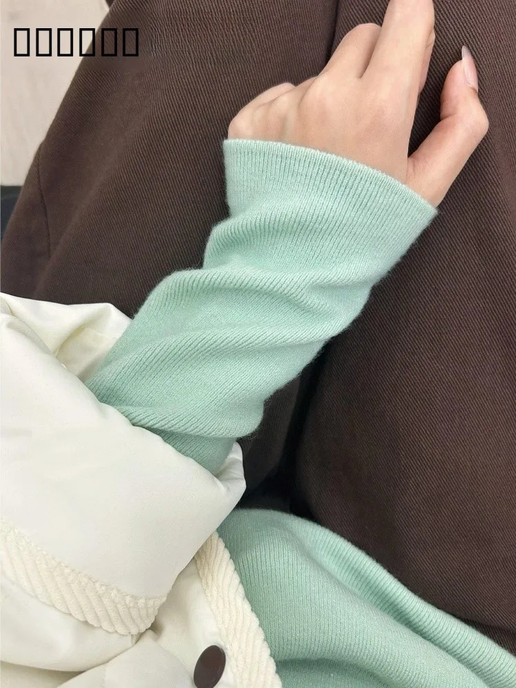 

Autumn Winter Bean een Knitted Long Sve Base irt Women's Soft Snug f High Collar Layering Inner Wear Sweater Top