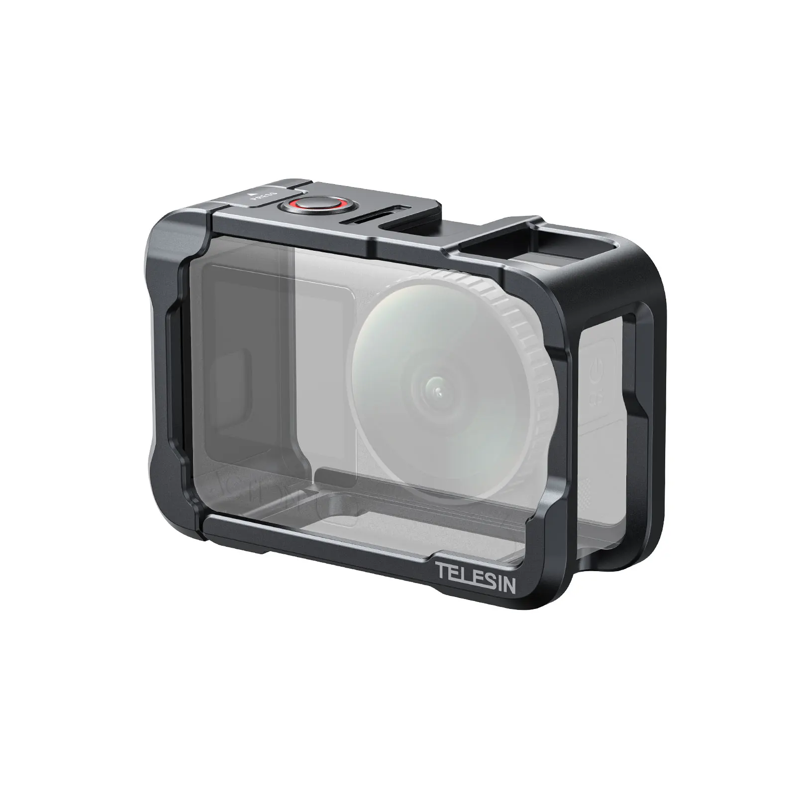 TELESIN beschermhoes van aluminiumlegering met dubbele cold shoe-adapter voor DJI OSMO actiecamera Metalen konijnenkooi accessoire 6