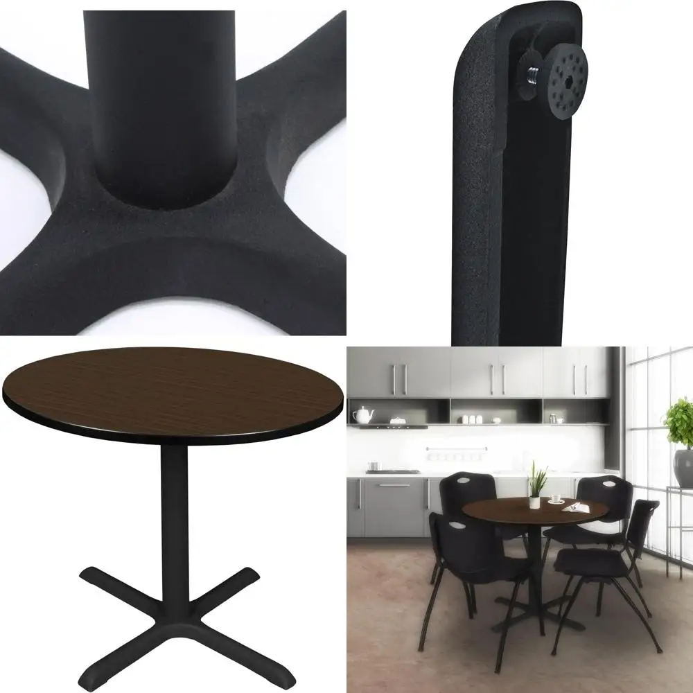 

Регенси Кейн 42 дюйма. Круглый стол для перерывов с прочной ламинированной столешницей, устойчивой к царапинам и пятнам поверхности, прочной стальной X-образной основой, регулируемый.