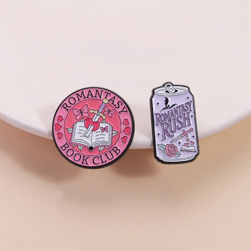 Romantasy Book Club Enamel Pins Fantasy Lover Bookish Romantasy Rush Brooches Lapel Badge Jewelry Accessories Gifts for Friends