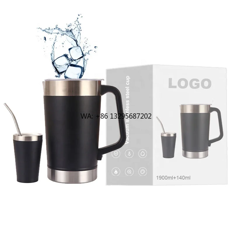 

Новое поступление, 64 унции, кофейная кружка с двойными стенками из нержавеющей стали, большой стакан с вакуумной изоляцией, пивной кувшин с крышкой фильтра