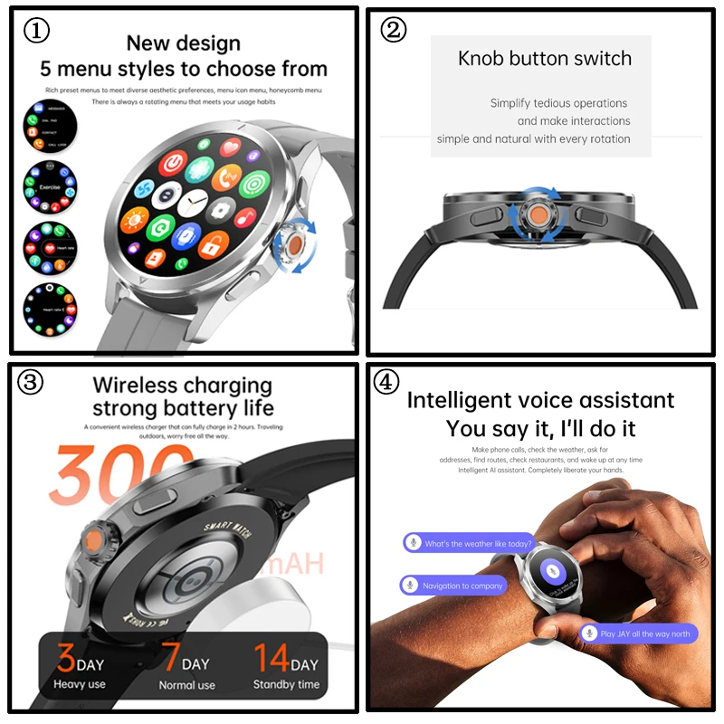 New Upgrade S4 Ultra Outdoor Sports Smart Watch Men 1.53 inch AMOLED NFC GPS Compass Heart rate Waterproof BT Call Smartwatch