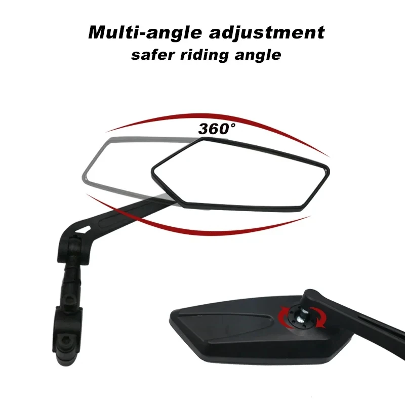 RIDERACE Bicycle Rear View Mirror Clear Bike Wide Range Back Sight Rearview Reflector Adjustable Handlebar Left Right Mirror