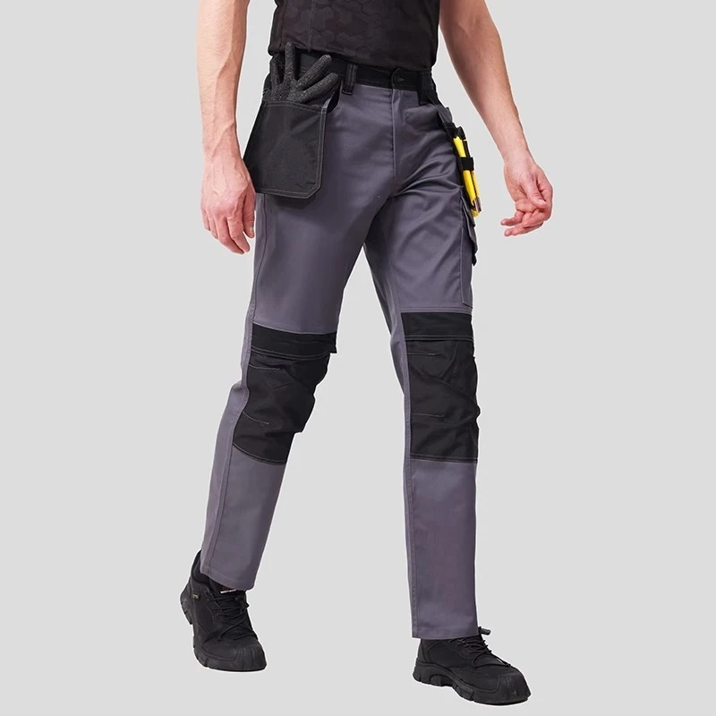 Straight Work Pants Man Multi Pockets Working Pants Men Elastic