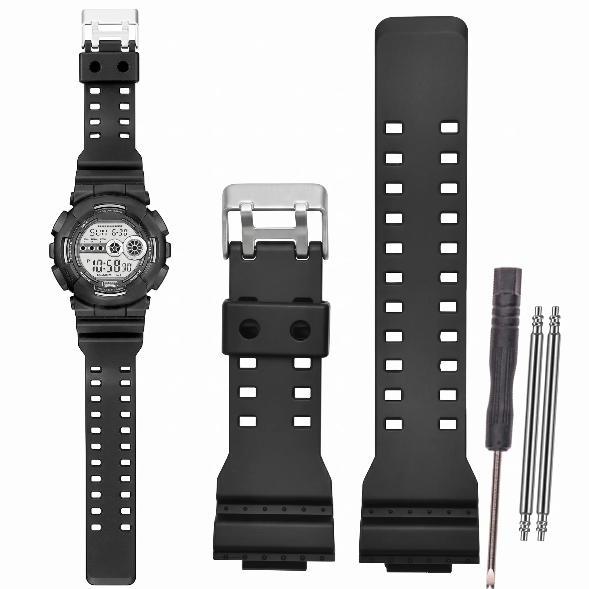 Pulseira de borracha de 16mm para ga110 ga100 400 gd/gls/100 120 pulseira de substituição pulseira de silicone preta pulseira de relógio