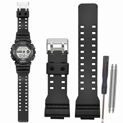 16mm Rubber Watchband For Ga110 Ga100 400 Gd/Gls/100 120 Replacement Strap Black Silicone Bracelet Watch Band
