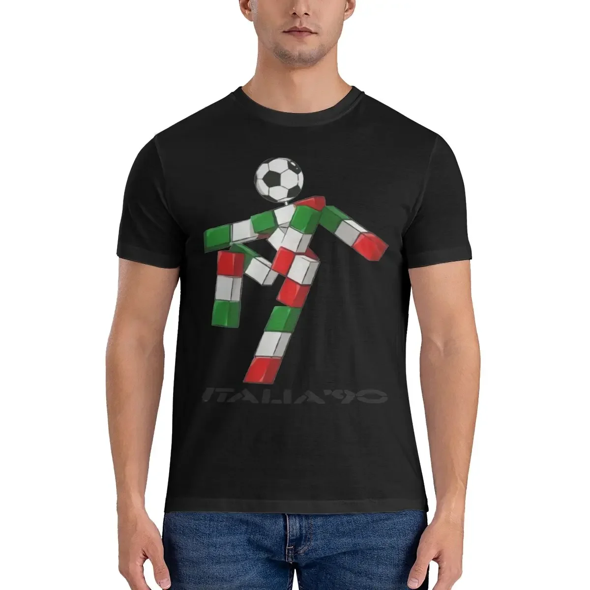 Italy 90 1990 Italian Football World Anime Men's Oversized T-Shirt Popi vintage cheap goods pocket t-shirts customizable