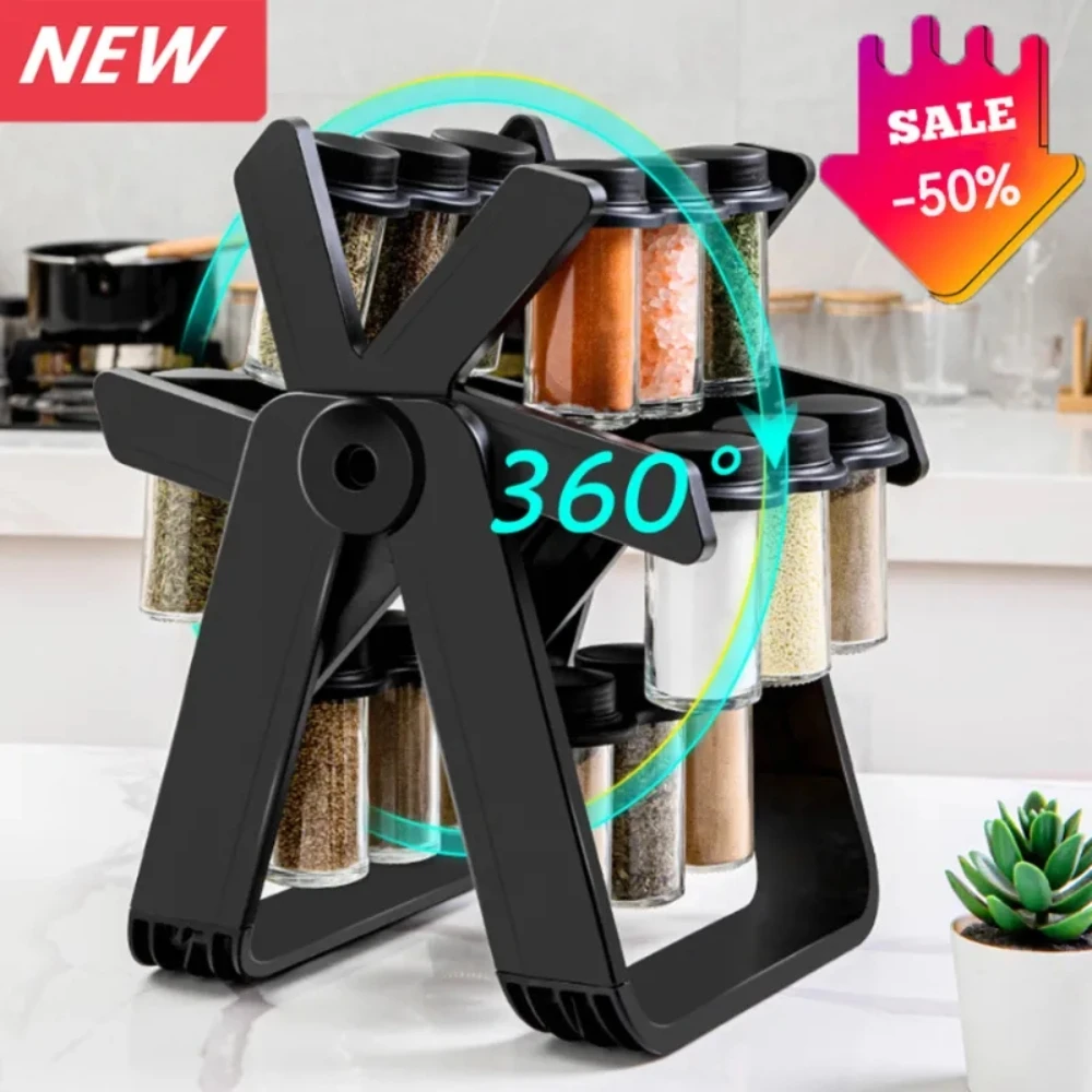 

Ferris Wheel Spice Rack 360° Rotating Storage Organizers Seasoning Bottles Holder Storage Rack Ferris Wheel Spice Jars Shelves