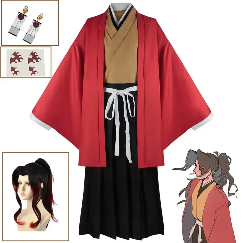 SN88 Anime Tsugikuni Yoriichi Cosplay Costume Adult Men Red Kimono Set Halloween Carnival Cosplay Costume Cosplay % #2 @