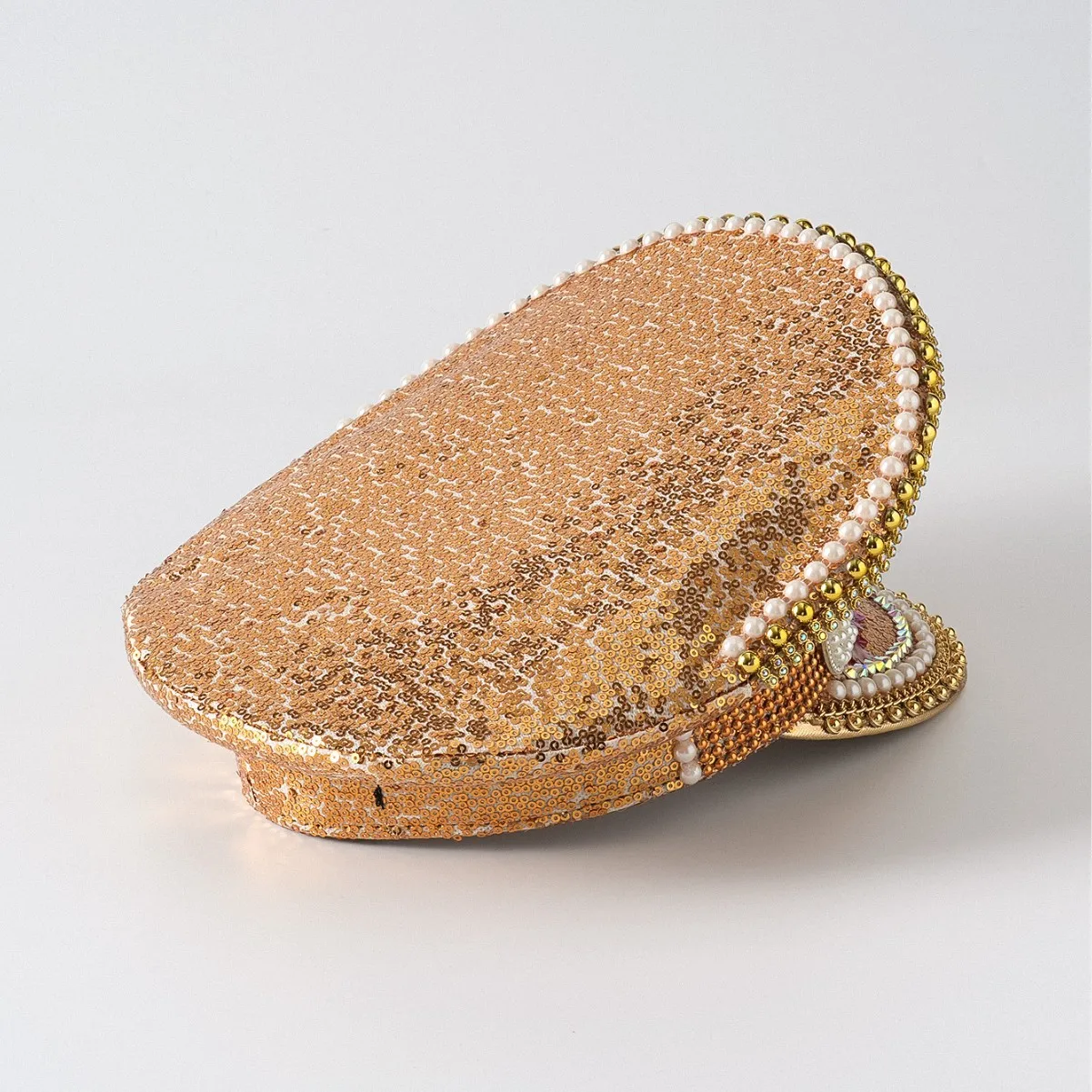 หมวกกัปตันหนังสีเหลืองเลเซอร์ HongLuan ประดับคริสตัลและหมวกทหารสำหรับผู้หญิง อุปกรณ์เสริมสำหรับงานเทศกาลดนตรีและหมวกปาร์ตี้สำหรับผู้ชาย