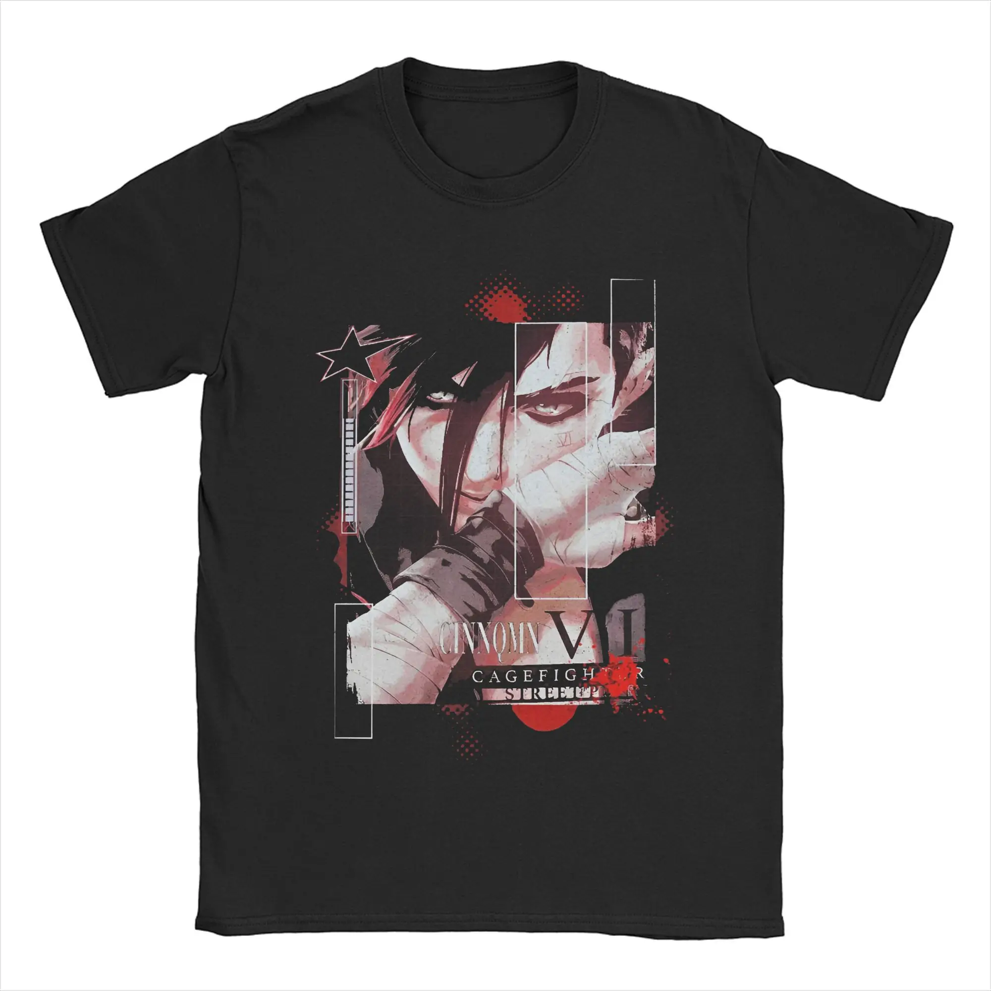 Amazing Arcane Vi Game Violet Character Movies T-Shirt Men 100% Cotton T Shirt Anime Short Sleeve Tee Shirt Plus Size Clothing