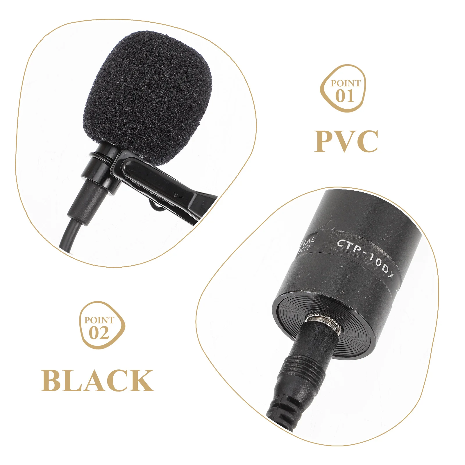 

PVC Wired Microphone for Musical Instruments Laptops Cameras Mini Clip On Lapel Mic Collar Microphone Stage Effects