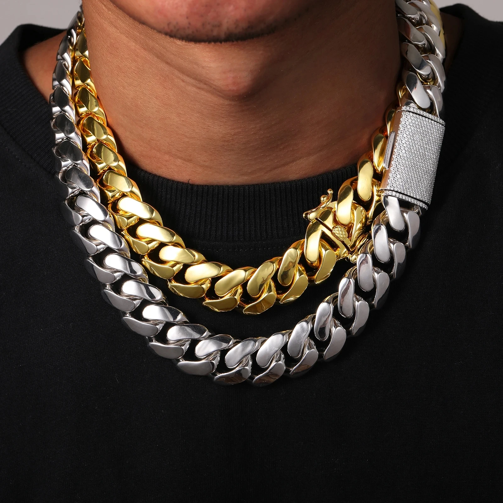 2025 Hip Hop Jewelry Custom Gold Plated 18K Heavy Miami Cuban Link Chain Necklace For Men