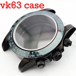 vk63 Watch Case 39.3mm stainless steel case parts with ceramic black bezel New VK63 Quartz Sport Men's watch accessories