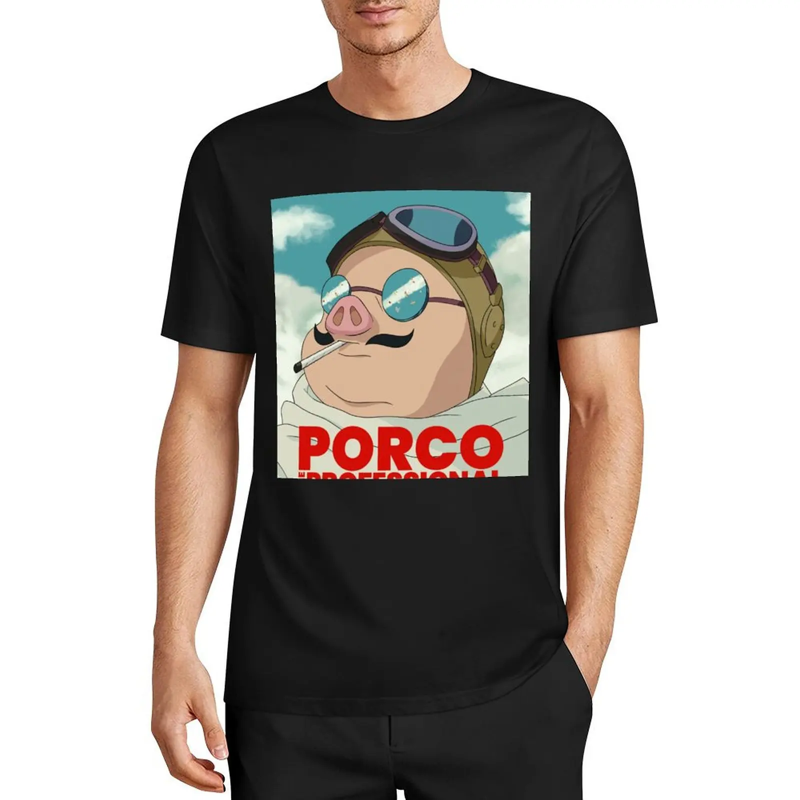 Porco Professional t-shirt masculina, top de verão, liso, anime, extragrande