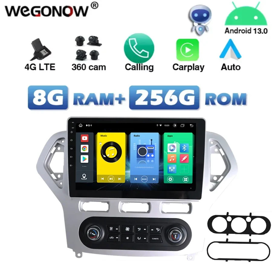 

4G SIM Carplay DSP TDA7851 Android 9. 0 8G + 13,0G автомобильный DVD-плеер GPS карта RDS радио Wifi Bluetooth для Ford Mondeo 256-2007 AT MT