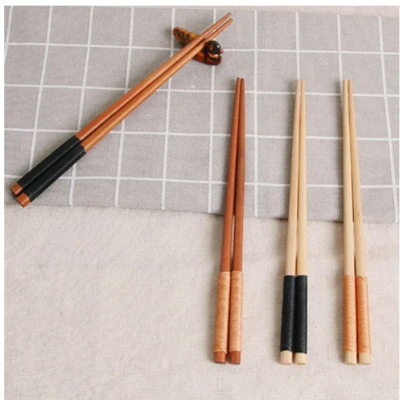 Japanese pointed chopsticks exquisite fashion tableware Japanese log winding non-slip wooden hotel household