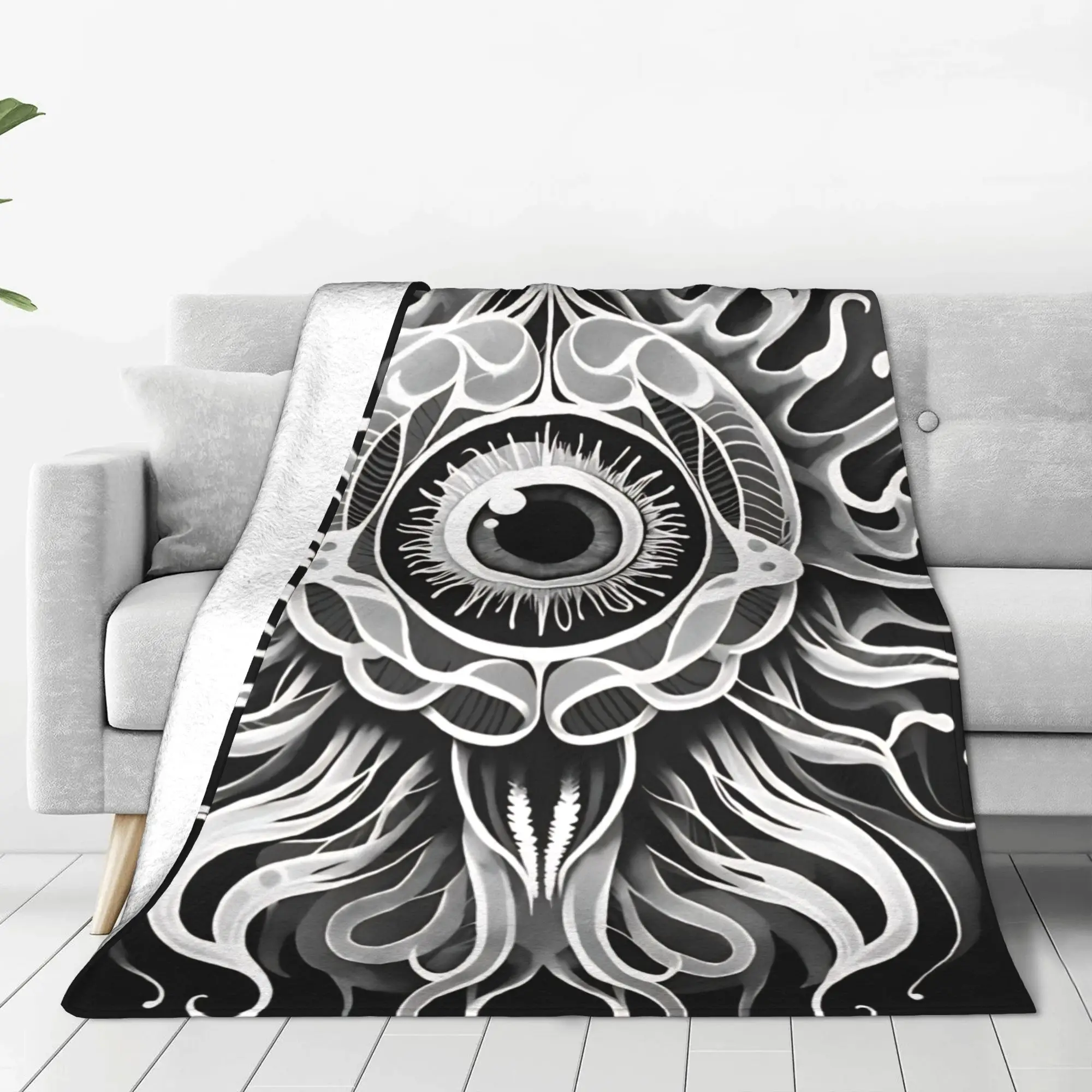 1PC vintage horror sketch Eye Of Cthulhu Home Room Decorations Winter Blankets For Adults Bedding Home Interior Sofa Knee