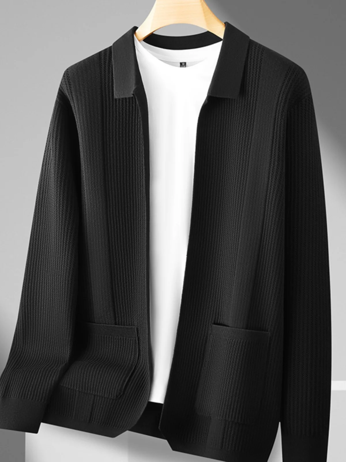 

Мужской вязаный кардиган больших размеров, повседневная верхняя одежда для весны и осени, деловой стиль, стройнящий дизайн, высококачественная мода